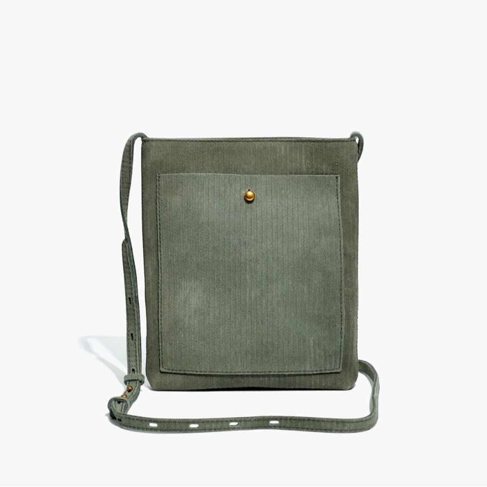 Madewell The Slim Brooklyn Crossbody Bag: Corduroy Suede Edition Frosted Willow